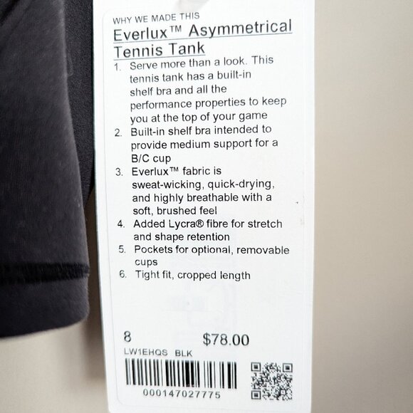 Lululemon Everlux Asymmetrical Tennis Tank Top - Picture 8 of 10